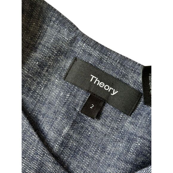 Theory Narlica Sleeveless Linen Blend Chambray Shift Dress size 2 Deep Denim $34 - Picture 5 of 11